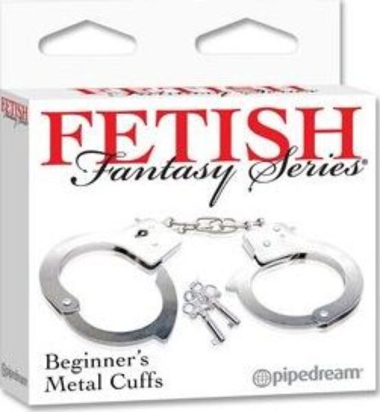 Pipedream Beginner's Metal Cuffs handbojor för handleder, sammanlänkade med en kedja av förkromat stål