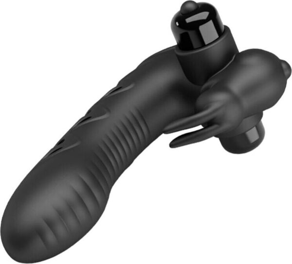 Fingervibrator Pretty Love BI-014851 formad som en kanin, i glansigt svart
