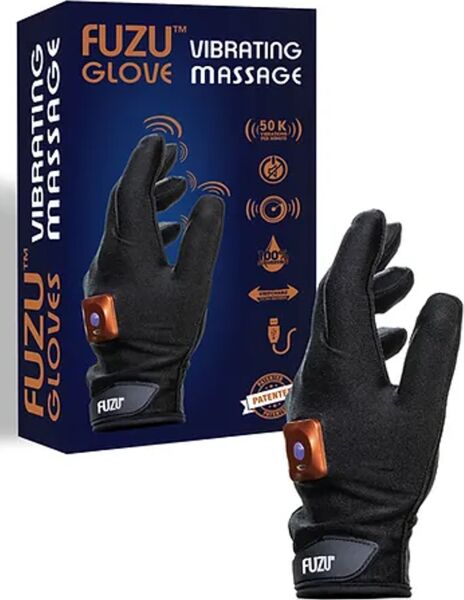 Vibrerande massagehandske FUZU Vibrating Massage Glove, i svart