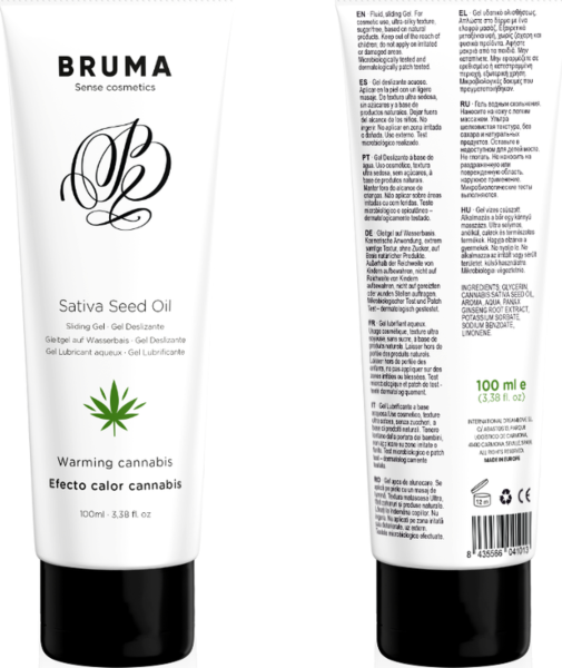 Glidgel Bruma Cannabis med cannabissmak och värmande effekt, i storlekarna 6 ml och 100 ml
