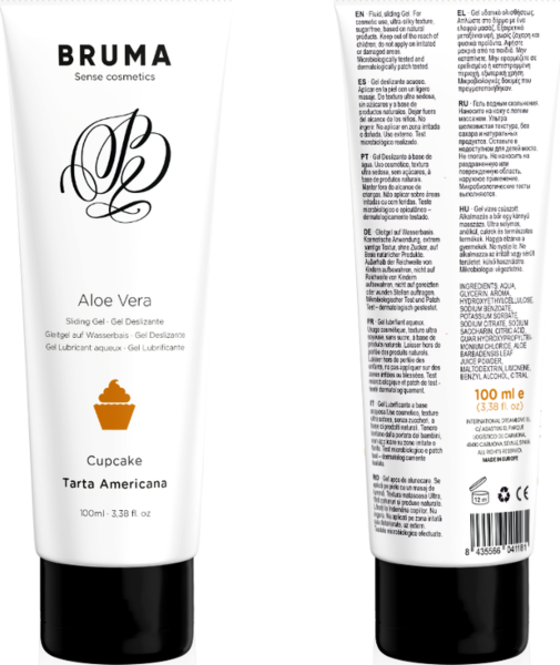 Förpackning med det vattenbaserade glidmedlet Bruma Aloe Vera