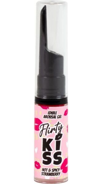 Ätbara geler Secret Play Flirty Kiss, set med jordgubb med värme och mint med kyla