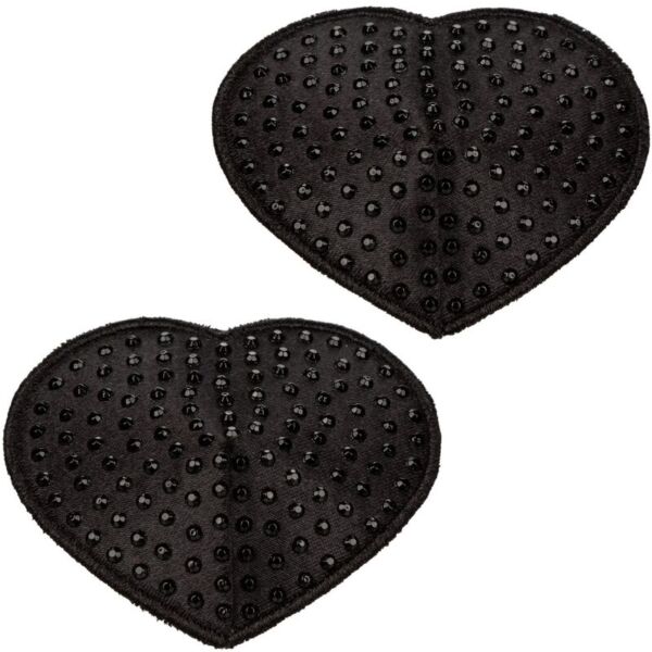 Nippelcovers Radiance Pasties Heart från CalExotics, två svarta hjärtan med stenar