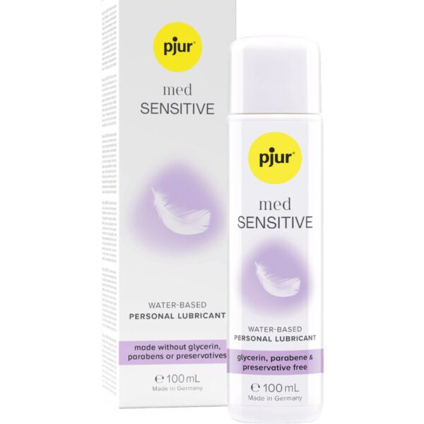 Vattenbaserat glidmedel Pjur Med Sensitive Glide i förpackningarna på 2 ml och 100 ml