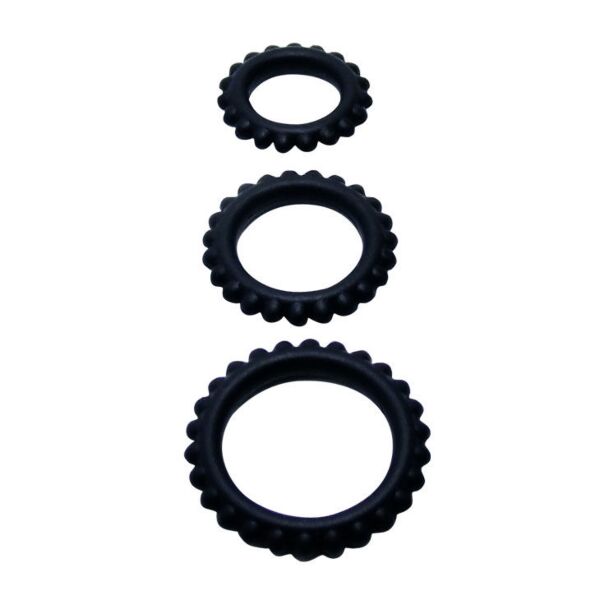 Set med 3 penisringar Baile for Him Titan i tre storlekar