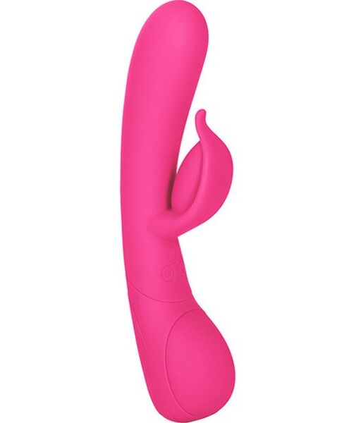 Rosa rabbitvibrator Calexotics Impress Dove med skaft och klitorisstimulator