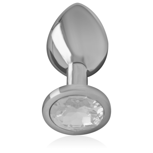 Analplugg Intense Silver Crystal i metall med en glittrande sten och blå detaljer