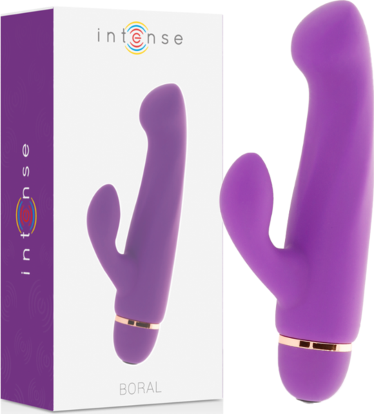 Vibrator med dubbel stimulering Intense Fun Boral, med böjd spets och klitorisstimulator