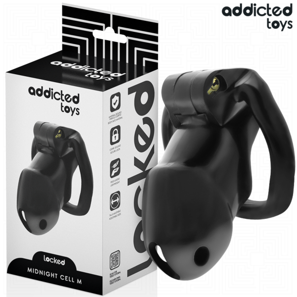 Kyskhetsbur Addicted Toys Locked Mindnight Cell med ringar och nycklar