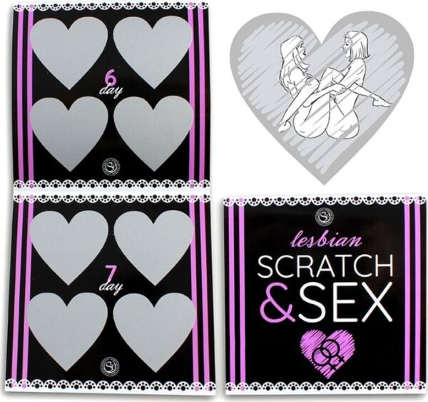 Skrapspelet Secret Play Scratch & Sex Lesbian, ett spel med lesbiska ställningar för par
