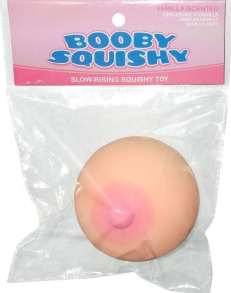 Kheper Games Booby Squishy, mjuk klämleksak i hudfärg formad som ett skämtbröst