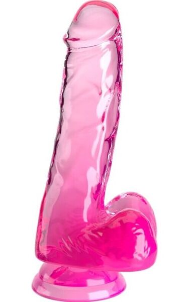 Dildo King Cock Clear med testiklar, tydliga ådror och sugkopp i basen