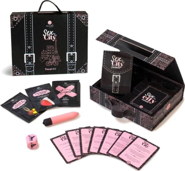 Reseset Secret Play Sex in the City med kort, kulvibrator, kamasutratärning och portionspåsar