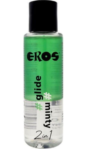 Flaska på 100 ml med glidmedlet EROS 2 i 1 Glide Minty
