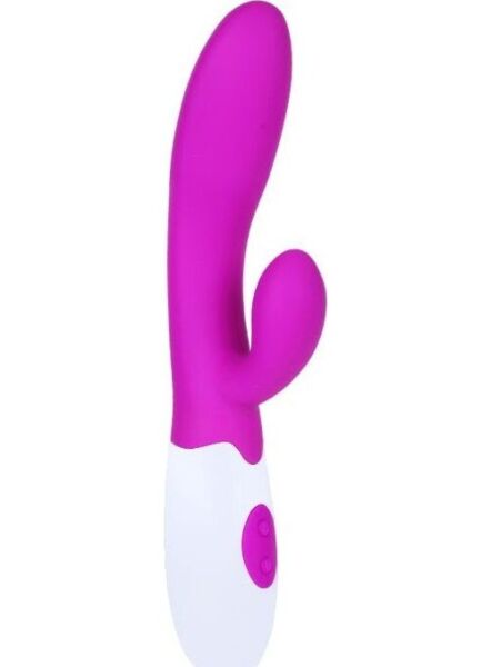 Rabbitvibrator Pretty Love Flirtation Alvis i lila och vitt, med en del för penetration och en klitorisstimulator