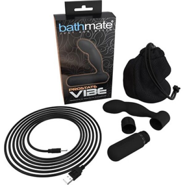 Svart prostatamassager Bathmate Prostate Vibe med kulvibrator