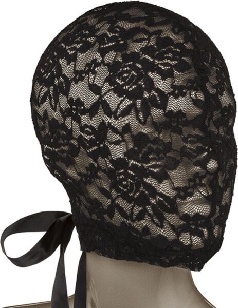 Svart spets-hood från CalExotics Scandal Corset Lace Hood med korsettliknande snörning