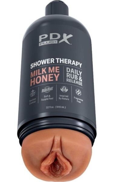 Masturbator PDX Plus Shower Therapy Milk Me Honey som en schampoflaska