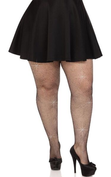 Nätstrumpbyxor Leg Avenue Colby Rhinestone Plus Size, med strass