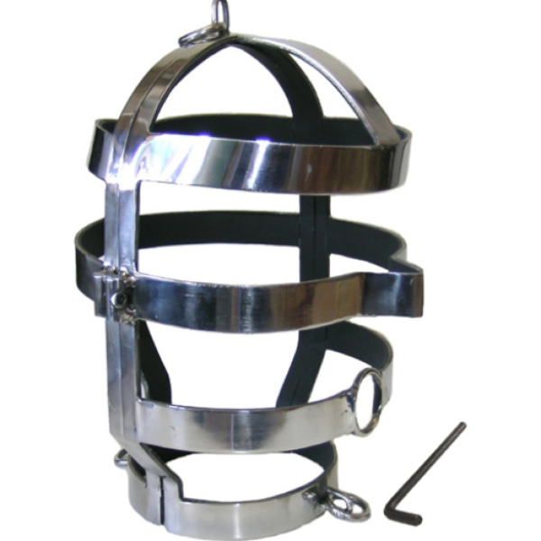 BDSM-mask Metal Hard Mask with Steel Necklace med halsband