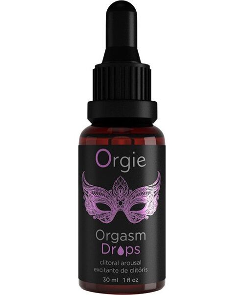 Flaska med Orgie Orgasm Drops, klitorisgel på 30 ml