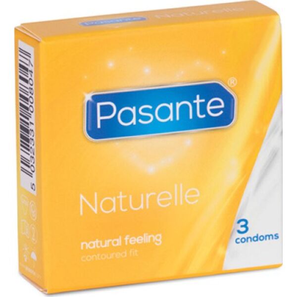 Förpackning med kondomer Pasante Naturelle, 3 stycken