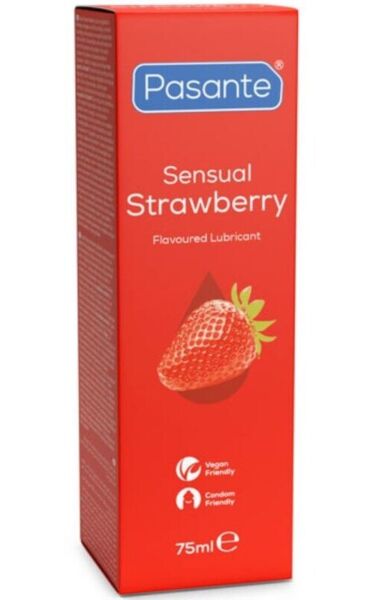 Förpackning med vattenbaserat glidmedel Pasante Sensual Strawberry, 75 ml, med jordgubbssmak