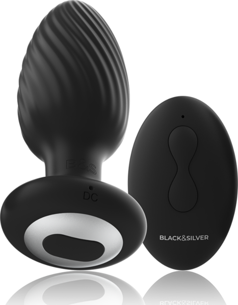 Vibrerande analplugg Black&Silver Wells med fjärrkontroll