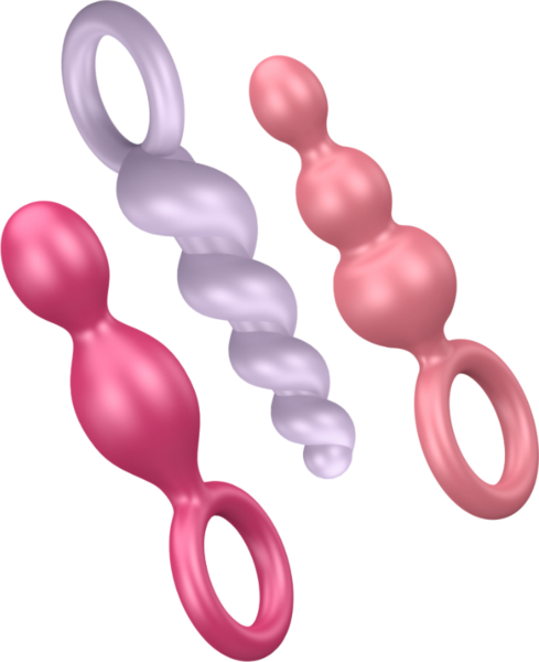 Set med tre analpluggar Satisfyer Booty Call: spiral, kon och tre kulor