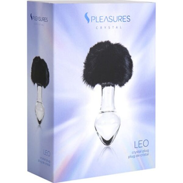 Analplugg S Pleasures Crystal Leo, genomskinlig med svart kaninsvans