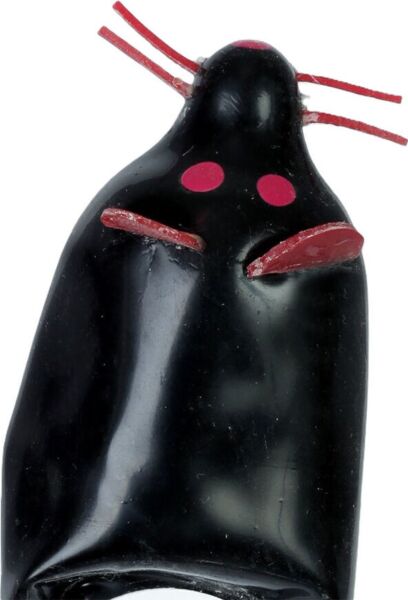 Skämtkondom Condomerie Black Mouse XL handmålad
