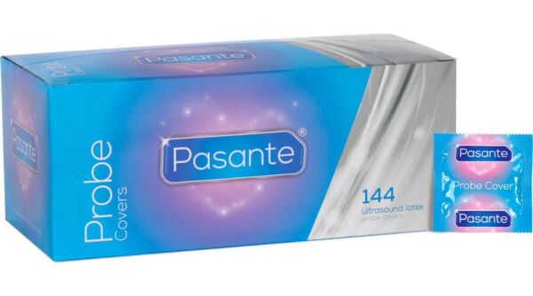 Förpackning med Pasante Probe Covers sondskydd i latex för ultraljudsgivare