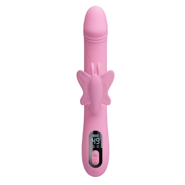 Rabbitvibrator Intense Bella i rosa, med yttre stimulator formad som en fjäril