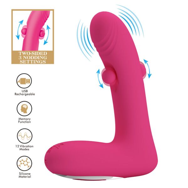 Rosa vibrator Duden med böjd kropp och rörliga punkter på sidorna