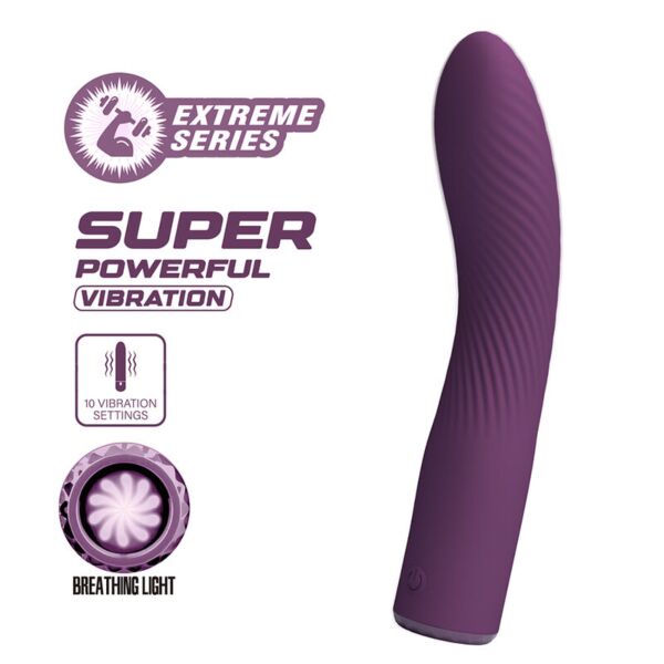 Lila vibrator Kissell, avlång och lätt böjd