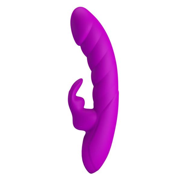Rabbitvibrator Pretty Love Monica i lila, med böjd spets och arm för klitoris