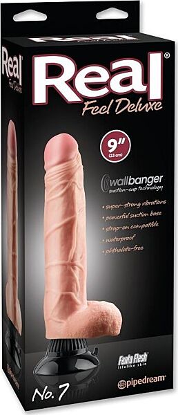 Pipedream Real Feel Deluxe Nº 7 vibrator med markerad ollonkant, upphöjda ådror, testiklar och sugproppsbas