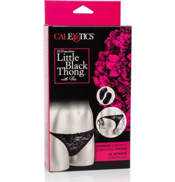 CalExotics 10 Function Thong stringtrosa i svart spets med uttagbar kulvibrator