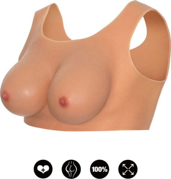 Brösttopp i silikon, Wearable Breasts Top D Cup från Hidden Desire, i ljus hudton
