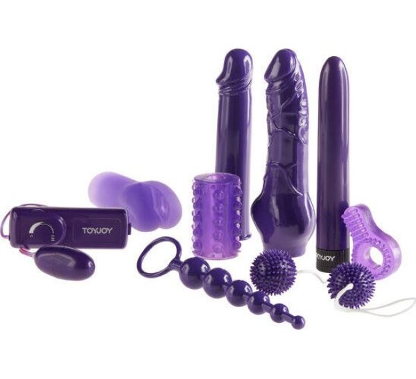 Just For You Mega Purple sexleksakskit med de olika delarna
