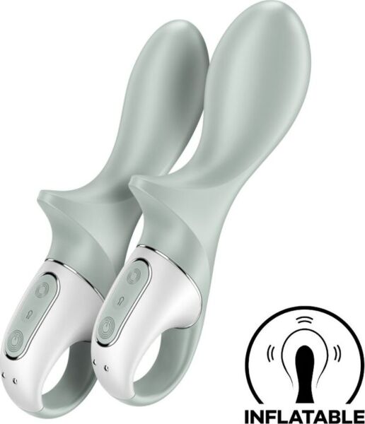 Uppblåsbar analvibrator Satisfyer Air Pump Booty 3 i grönt, med greppringen