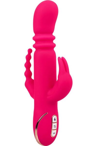 Rabbitvibrator Jack Rabbit Signature Triple Fantasy från CalExotics, i rosa, med skaft, öron och svans