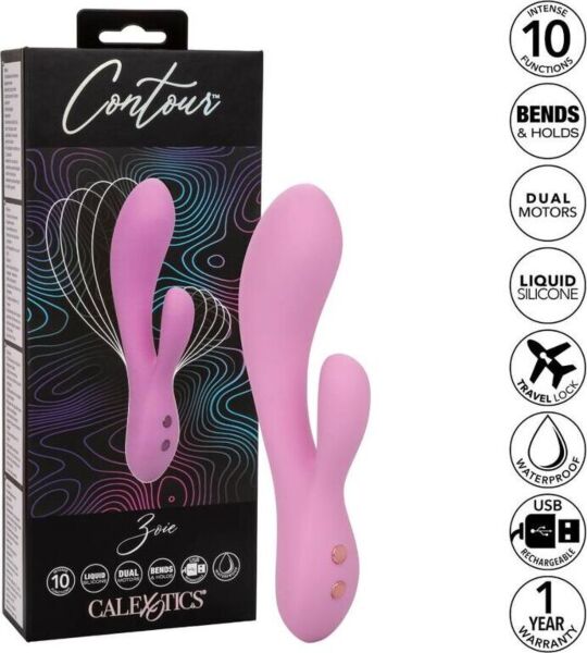 Rabbitvibrator CalExotics Contour Zoie med böjd del och klitorisstimulator