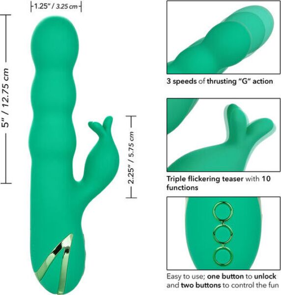 G-punktsvibrator CalExotics Sonoma Satisfier Green med skaft och yttre stimulansarm