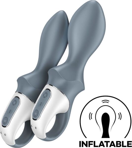 Uppblåsbar analvibrator Satisfyer Air Pump Booty 1 i grått, med stoppring
