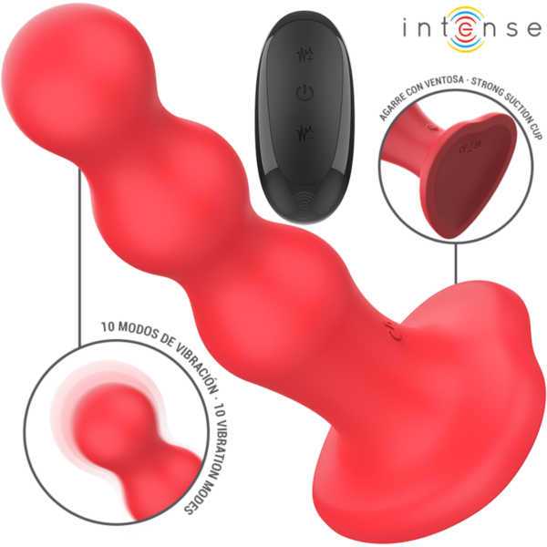 Röd vibrator Intense Cody med strukturerad yta och sugkopp vid basen