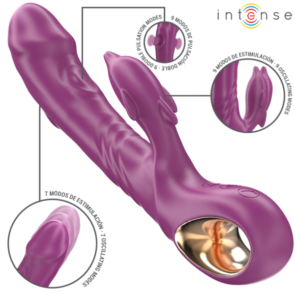 Vibrator Intense Halle formad som en delfin med stimulerande tunga, i färgen lila
