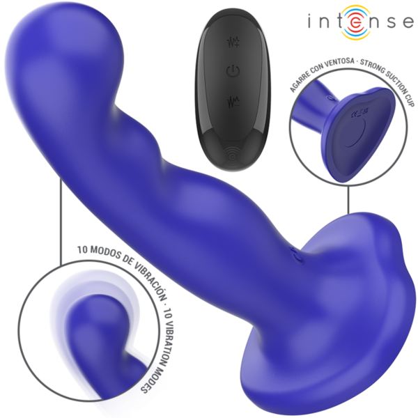 Blå vibrator Intense Shorty med skålformad struktur och sugkopp i foten