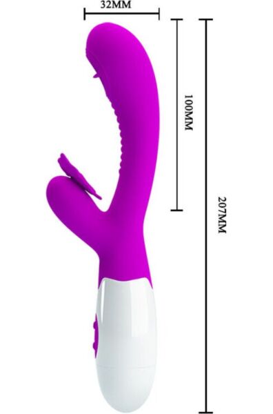 Rabbitvibrator Pretty Love BI-014943 med huvud och klitorisstimulator formad som en fjäril