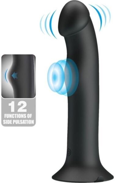 Vibrator Pretty Love BI-014952 i svart silikon, med fallisk topp och bas med sugkopp